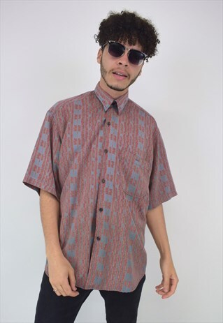 VINTAGE 90'S BLUE & RED PRINTED FESTIVAL SHIRT