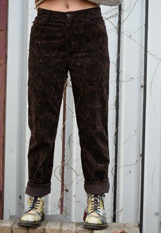 HIGH WAISTED RALPH LAUREN CORDUROY PAISLEY PRINT TROUSERS