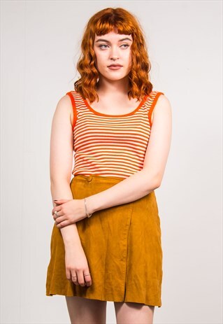 VINTAGE 70'S ORANGE STRIPE PATTERN VEST TANK TOP