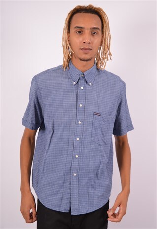 VINTAGE SERGIO TACCHINI SHIRT SHORT SLEEVE CHECK BLUE