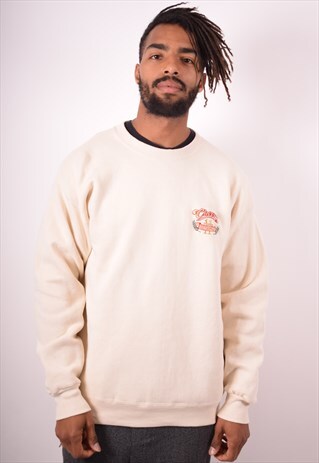 LEE MENS VINTAGE SWEATSHIRT JUMPER XL BEIGE 90S