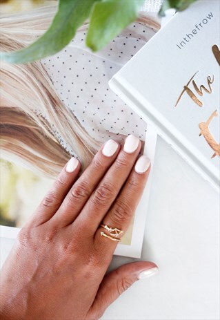 GOLD DIAMANTE 'LIBRA' ZODIAC COCKTAIL ADJUSTABLE RING