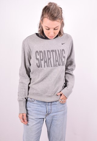 NIKE WOMENS VINTAGE SPARTAN SWEATSHIRT JUMPER XL GREY 90'S