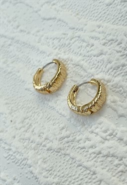 Gold Chunky Textured Hoop Earrings