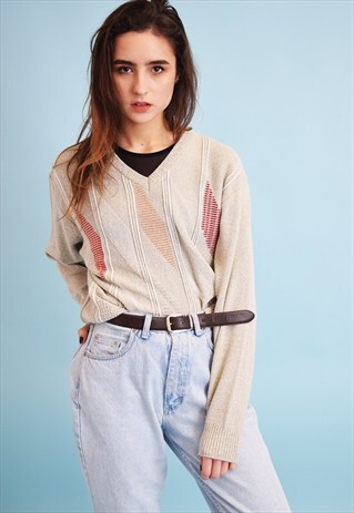 90'S RETRO ABSTRACT OVERSIZED KNITTED JUMPER TOP