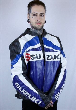 VINTAGE SUZUKI LEATHER BIKER JACKET