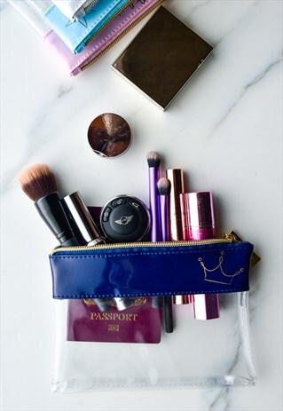GET YOUR GODDESS ON CLEAR BLUE MAKE UP COSMETIC TRAVEL POUCH