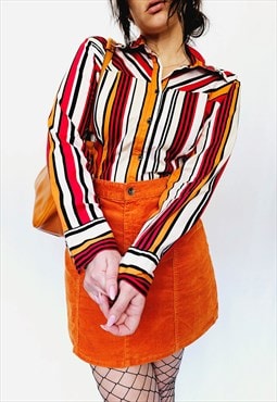 90s vintage colorful striped smart minimalist top blouse