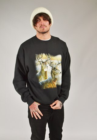 VINTAGE DEER SWEATSHIRT BLACK