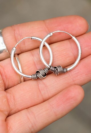 STERLING SILVER 24MM KNOT HOOPS