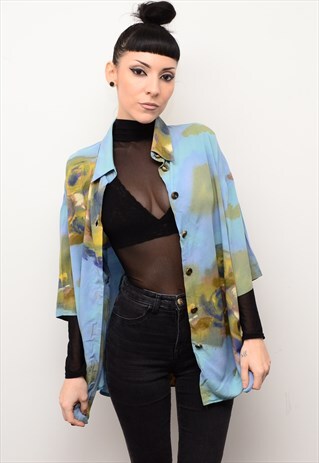 VINTAGE 90'S ABSTRACT INDIE PATTERNED OVERSIZED SHIRT