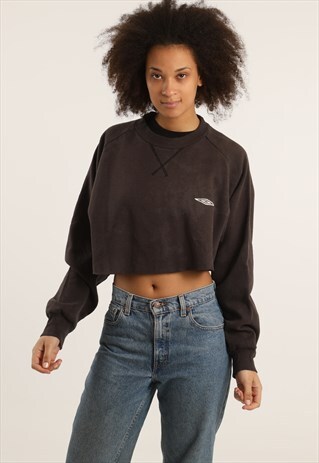 VINTAGE UMBRO EMBROIDERED LOGO CROPPED SWEATSHIRT