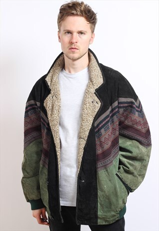 VINTAGE AZTEC FLEECE LINED JACKET
