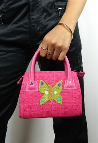 PINK WOVEN MINI HAND BAG