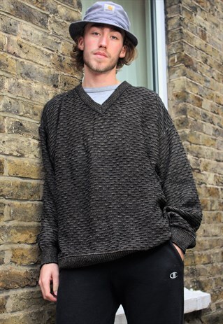 OVERSIZED VINTAGE / 80'S / BROWN PATTERNED JUMPER