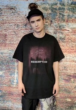 Redemption t-shirt grunge saint tee Gothic slogan top black