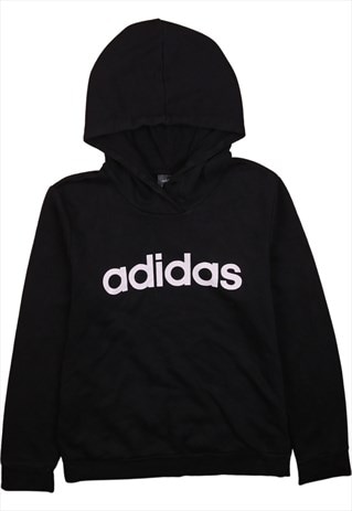 Vintage 90's Adidas Hoodie Spellout Pullover Black Medium