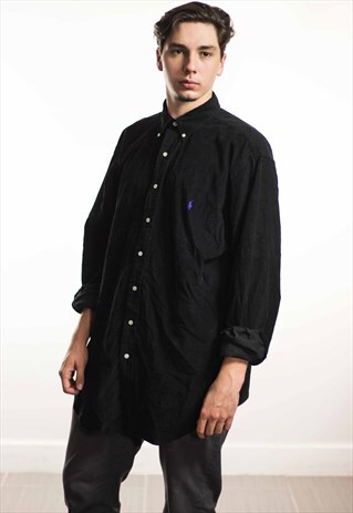 VINTAGE POLO RALPH LAUREN LOGO CORDUROY SHIRT 90S L 12.6