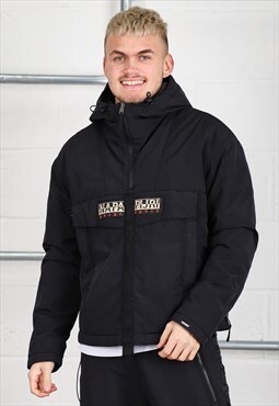 Vintage Napapijri Parka Coat Black Mountain Ski Jacket Small