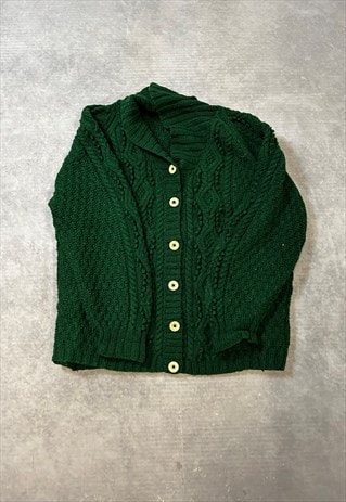 Vintage Abstract Knitted Cardigan Cable Knit Pattern Sweater