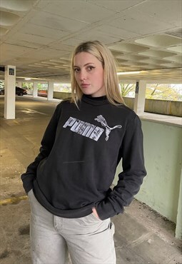 Vintage 90s Puma Embroidered Black Sweatshirt