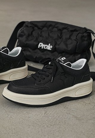 Chunky sole sneakers retro classic platform trainers black 