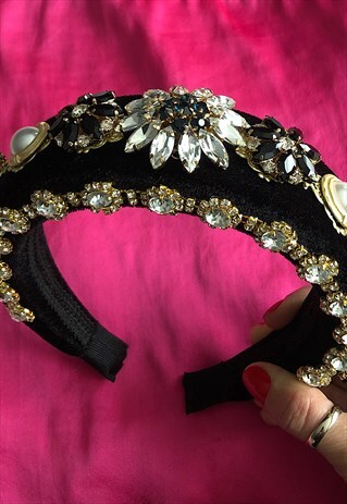 VELVET PADDED EMBELLISHED HEADBAND
