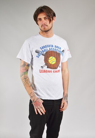 VINTAGE GREY SOFTBALL T-SHIRT