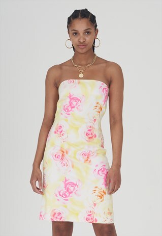 VINTAGE RARE 2000 CUT OUT FLORAL NEON VERSACE DRESS