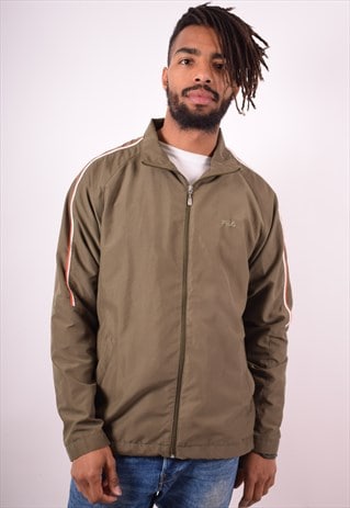 FILA MENS VINTAGE TRACKSUIT TOP JACKET LARGE KHAKI 90S