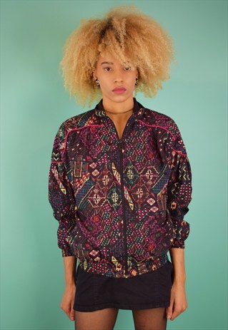 VINTAGE 80'S PRINT WINDBREAKER JACKET