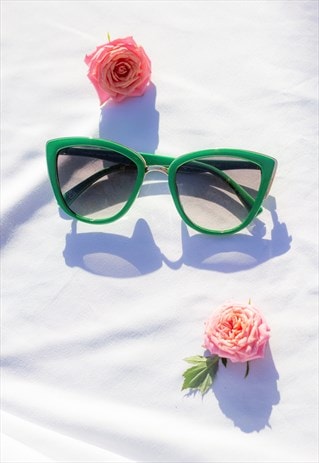 Green Supersize Cat Eye Sunglasses