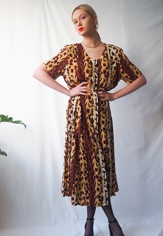 VINTAGE LEOPARD PRINT BUTTON UP DRESS