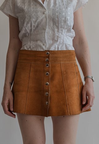 VINTAGE 70S BOHO MINI SKIRT FROM SUEDE