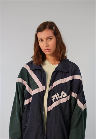 VINTAGE FILA BLUE & GREEN WINDBREAKER STYLE JACKET W LOGO