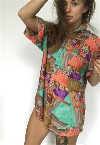 PATTERNED OVERSIZED RETRO VINTAGE UNISEX FESTIVAL SHIRT