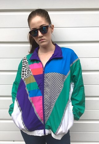 WOMENS VINTAGE FESTIVAL MULTICOLOUR PATTERNED SHELL JACKET