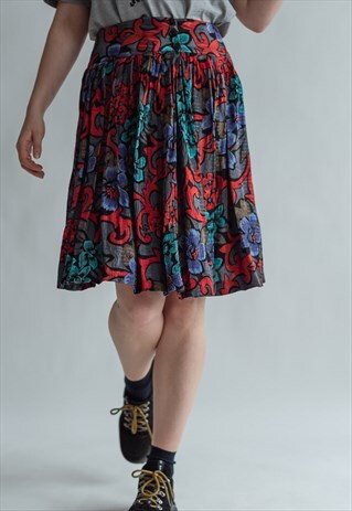 VINTAGE 80S FLORAL HIGH WAIST SKIRT