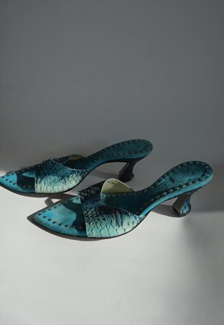 Y2K MUXART SNAKESKIN MULES HANDMADE 39