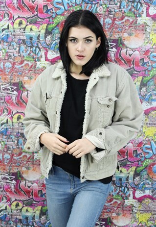 LEVI'S 80S SHERPA FLEECE LINED VINTAGE CORD DENIM JACKET.