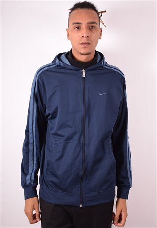 NIKE MENS VINTAGE HOODIE SWEATER LARGE BLUE 90S