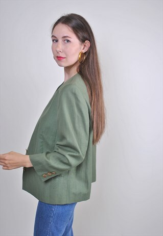 VINTAGE GREEN FORMAL SUIT BLAZER, SIZE M