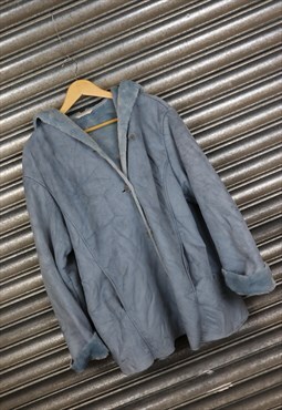M&S Blue Faux Suede Lined Hooded Coat