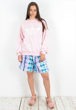 Vintage Adidas Women's M Jumper Sweatshirt Pullover Pink