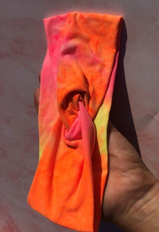 NEON ORANGE YELLOW PINK KNOT COTTON HEADBAND