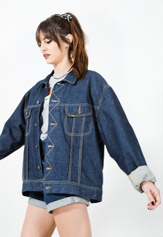 VINTAGE 80S ORIGINAL LEE BASIC DENIM JACKET DARK WASH / 0212