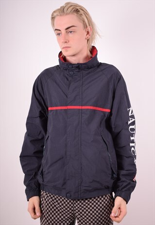 NAUTICA MENS VINTAGE JACKET LARGE NAVY BLUE 90S