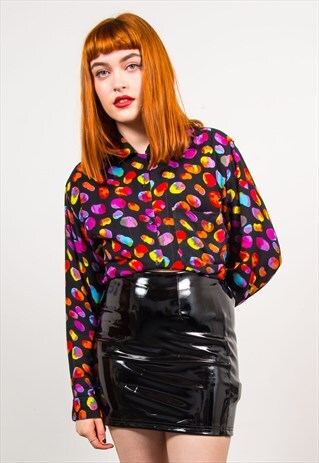VINTAGE 90'S COLOURFUL ABSTRACT PATTERN LONG SLEEVE SHIRT