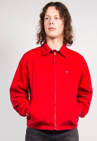 90'S VINTAGE RED TOMMY HILFIGER BOMBER JACKET