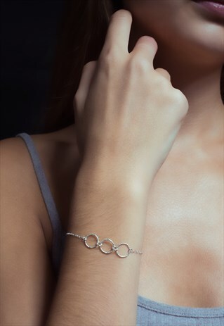 CIRCLE LINKED ADJUSTABLE BRACELET STERLING SILVER